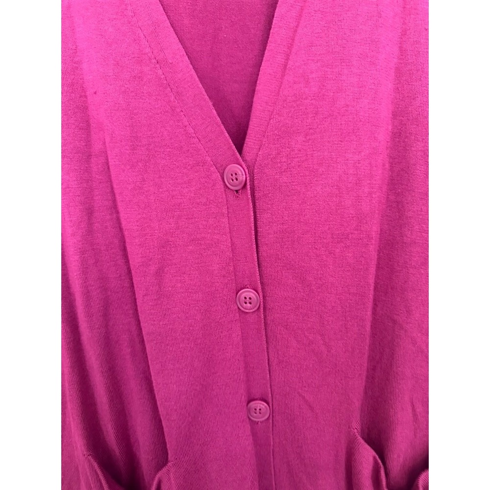 Halogen Womens Fuchsia Pink V-Neck Button Front Longline Cardigan Sweater Size S - Picture 4 of 5